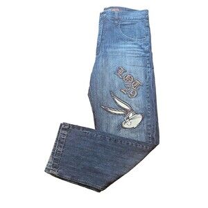 Vintage Mens Lot 29 Blue Baggy Jeans Size 34 x 32.5 Looney Tunes Bugs Bunny